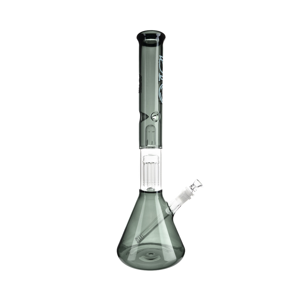 BIO Glass | Single Chamber 10-Arm Tree Percolator + Splash Guard Beaker Water Pipe | 18" - 14mm - Various Colors Glass Bong Biohazard Inc   