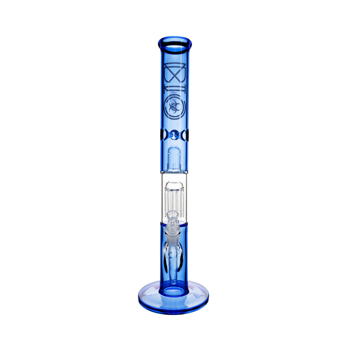 BIO Glass | Single Chamber 10-Arm Tree Percolator + Splash Guard Straight Water Pipe | 18" - 14mm - Various Colors Glass Bong Biohazard Inc   