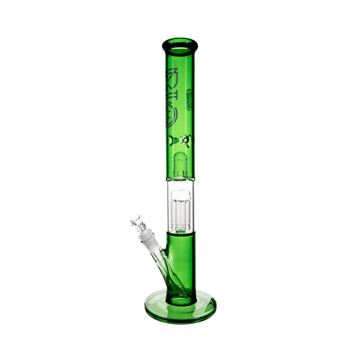 BIO Glass | Single Chamber 10-Arm Tree Percolator + Splash Guard Straight Water Pipe | 18" - 14mm - Various Colors Glass Bong Biohazard Inc Green  