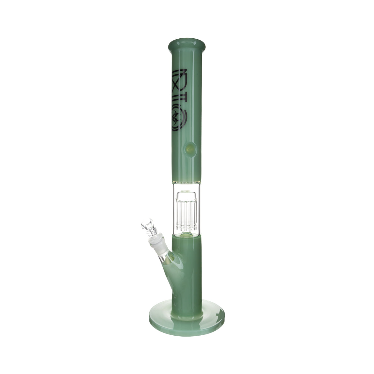 BIO Glass | Single Chamber 10-Arm Tree Percolator + Splash Guard Straight Water Pipe | 18" - 14mm - Various Colors Glass Bong Biohazard Inc Jade Green  