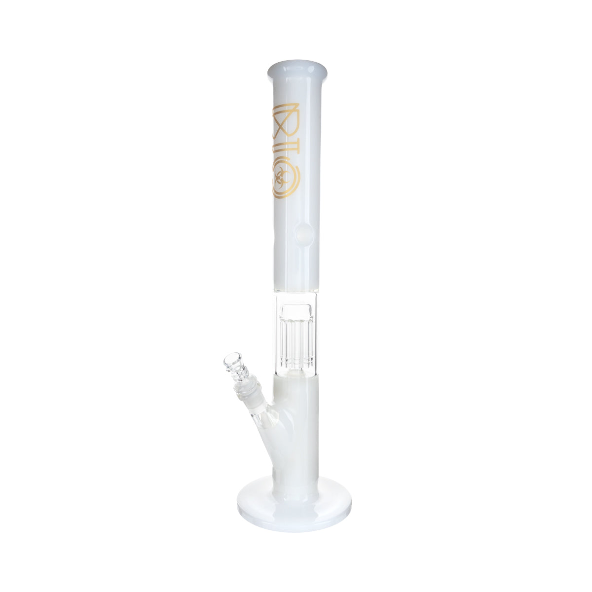 BIO Glass | Single Chamber 10-Arm Tree Percolator + Splash Guard Straight Water Pipe | 18" - 14mm - Various Colors Glass Bong Biohazard Inc White  