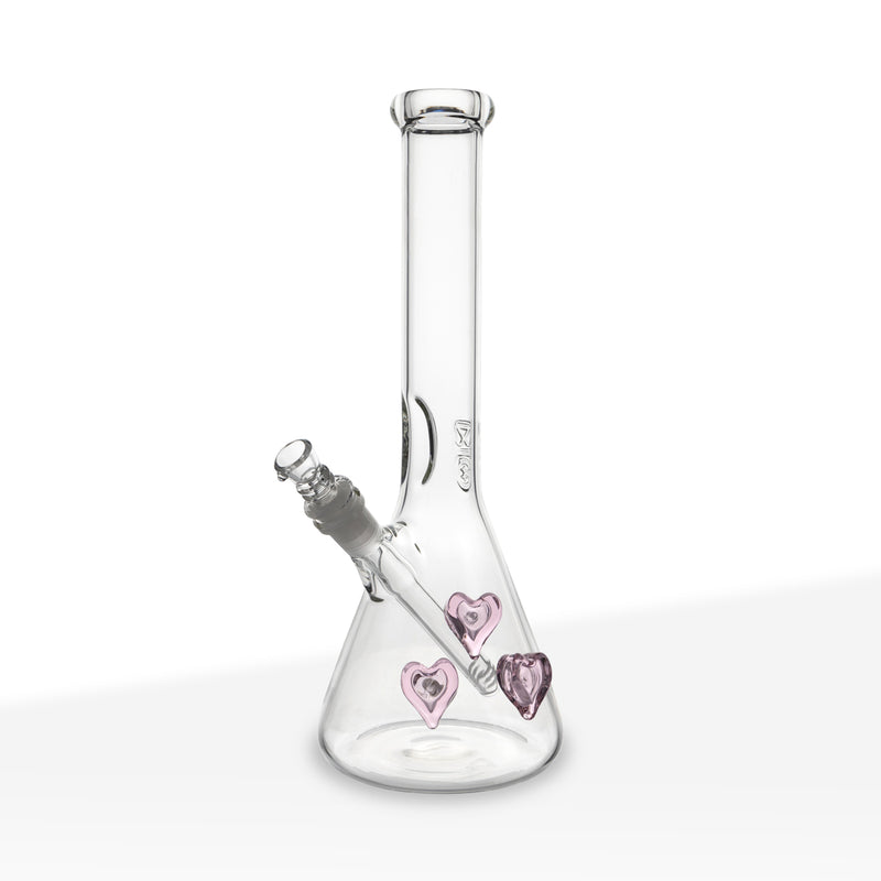 BIO Glass | Heart Detailed Bong | 12" - 14mm - Various Colors Glass Bong Biohazard Inc Pink  