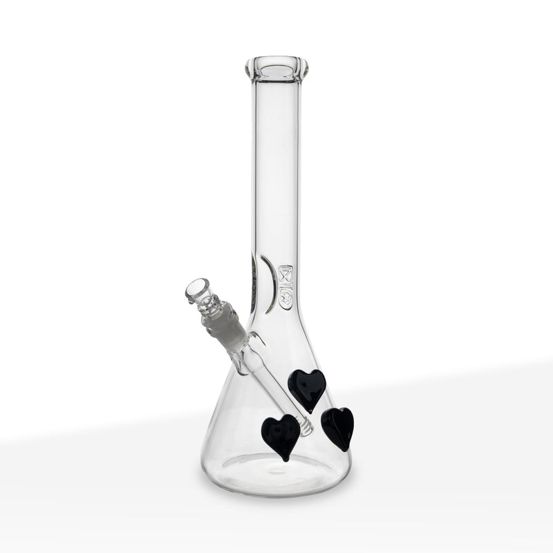 BIO Glass | Heart Detailed Bong | 12" - 14mm - Various Colors Glass Bong Biohazard Inc Black  