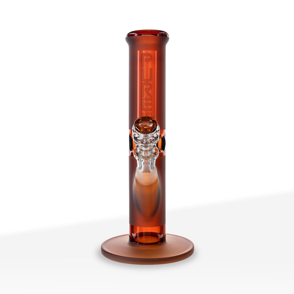 PURE Glass | Classic Straight Water Pipe | 12" - 14mm - Various Colors Glass Bong Pure Glass Amber Frost
