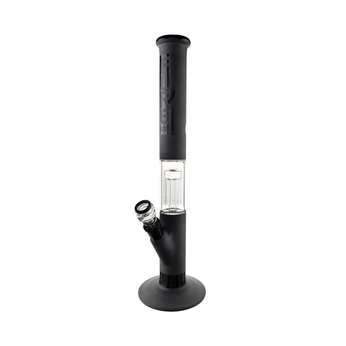 Pure Glass | 10-Arm Tree Percolator + Splash Guard Straight Water Pipe | 18" - 14mm - Various Colors Glass Bong Pure Glass Black Frost  