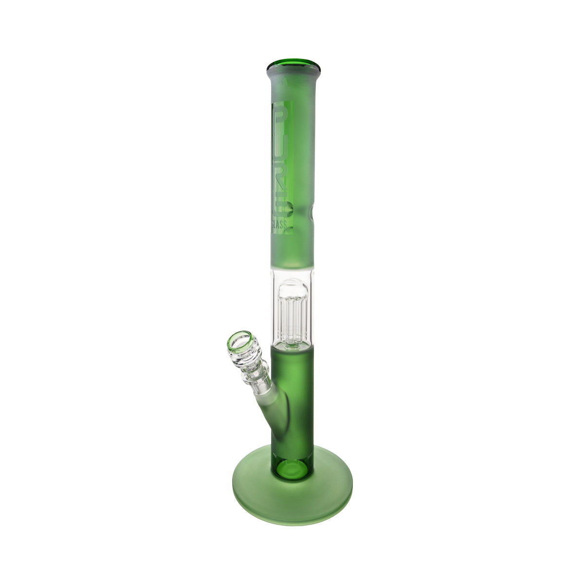 Pure Glass | 10-Arm Tree Percolator + Splash Guard Straight Water Pipe | 18" - 14mm - Various Colors Glass Bong Pure Glass Green Frost  