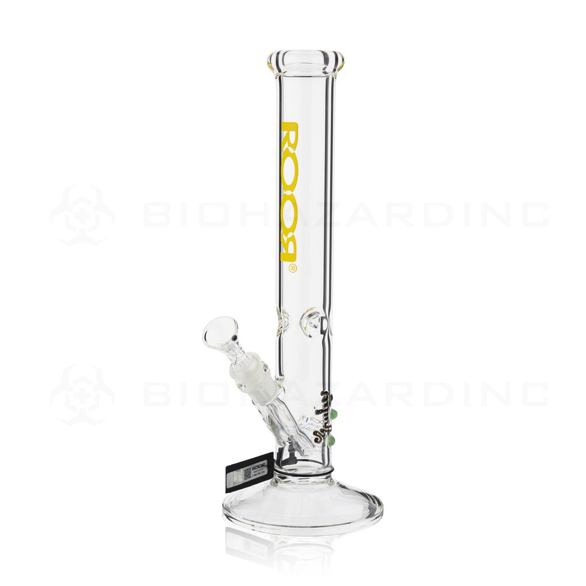 RooR® | Classic Straight Water Pipe | 14" - 14mm - Yellow Logo Glass Bong Roor   