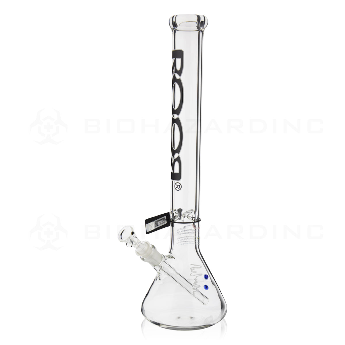 RooR® | Classic Beaker Water Pipe | 18" - 19mm - Black & White Logo Glass Bong Roor   