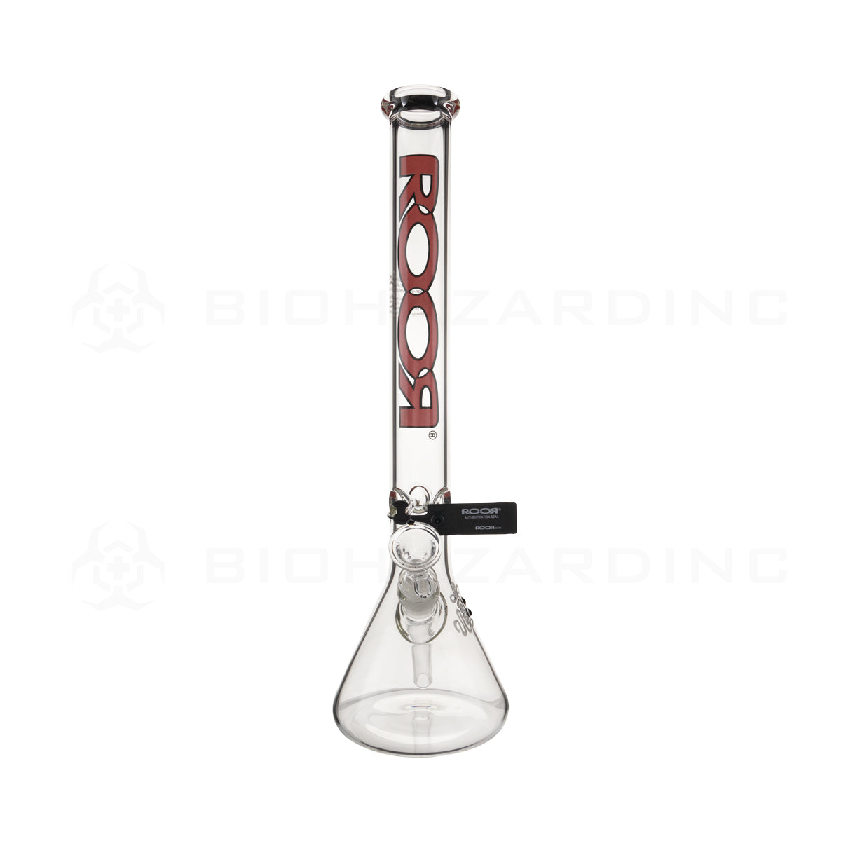 RooR® | Classic Beaker Water Pipe | 18" - 19mm - Red & Black Logo Glass Bong Roor   