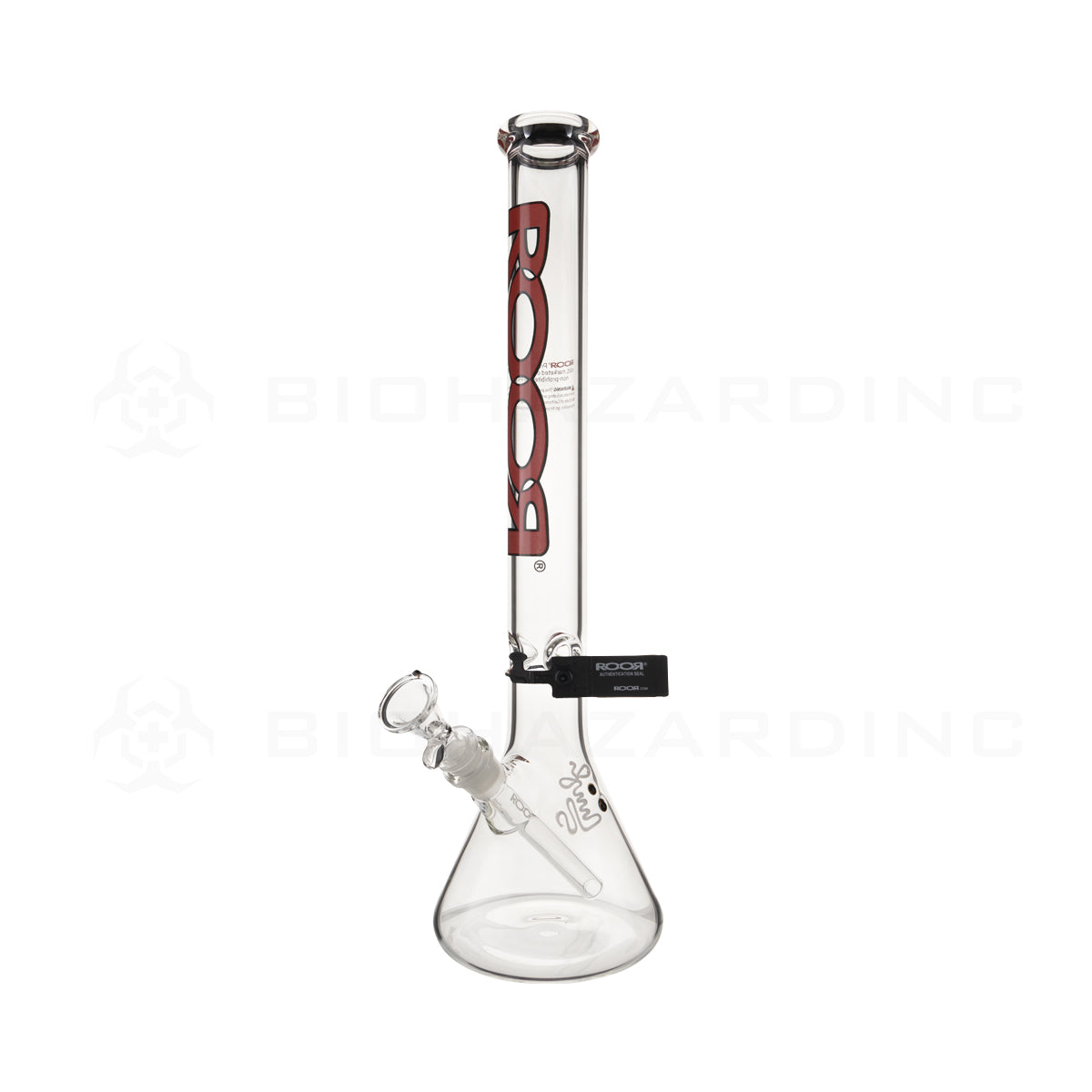 RooR® | Classic Beaker Water Pipe | 18" - 19mm - Red & Black Logo Glass Bong Roor   