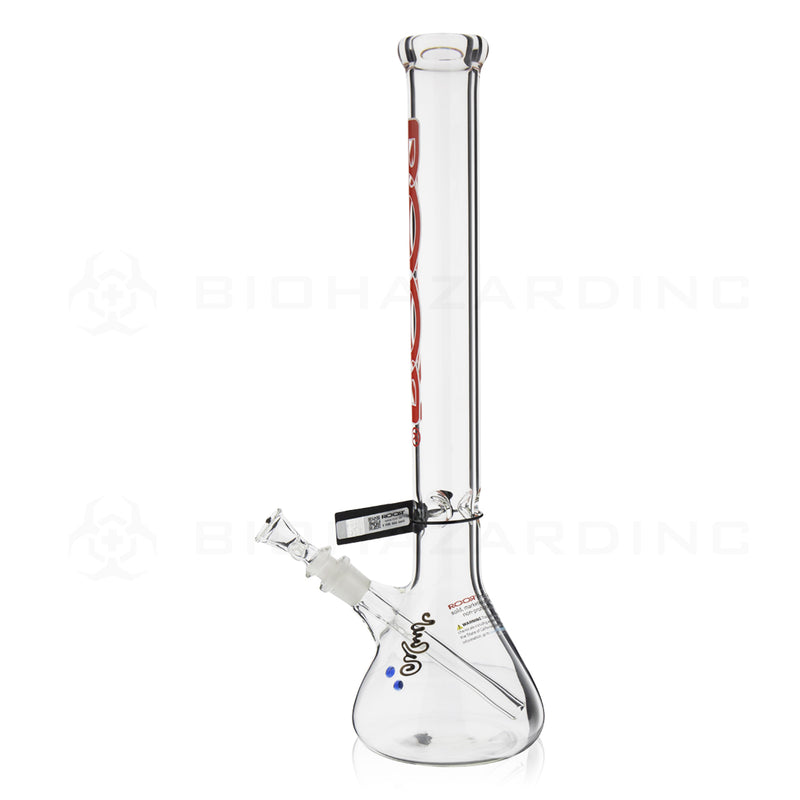 RooR® | Classic Beaker Water Pipe | 18" - 19mm - Red & White Logo Glass Bong Roor   