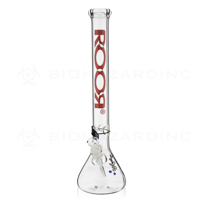 RooR® | Classic Beaker Water Pipe | 18" - 19mm - Red & White Logo Glass Bong Roor   