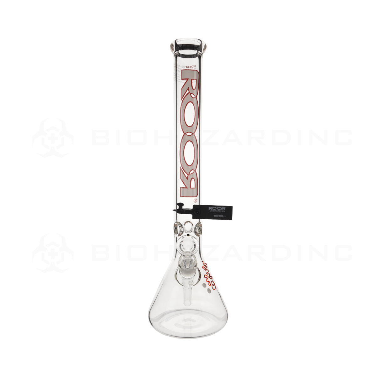 RooR® | Classic Beaker Water Pipe | 18" - 19mm - White & Red Logo Glass Bong Roor   