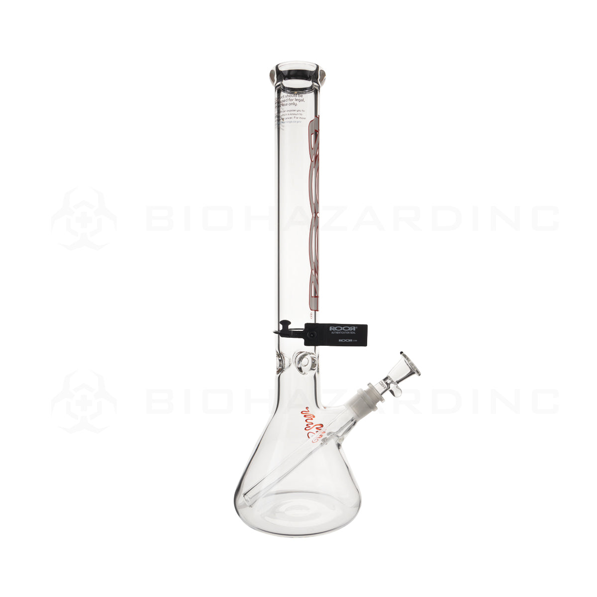 RooR® | Classic Beaker Water Pipe | 18" - 19mm - White & Red Logo Glass Bong Roor   