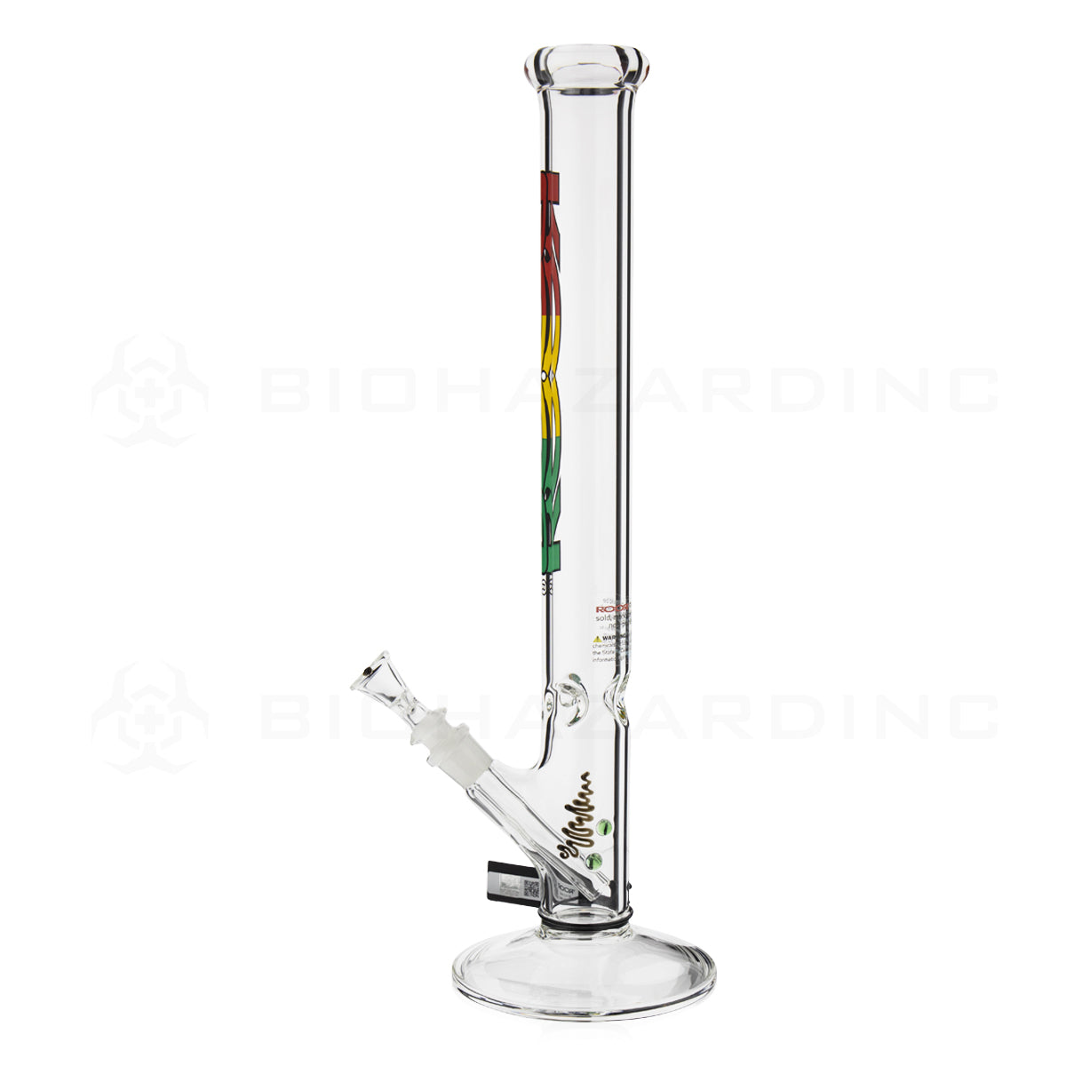 RooR® | Classic Straight Water Pipe | 18" - 14mm - Rasta Logo Glass Bong Roor   
