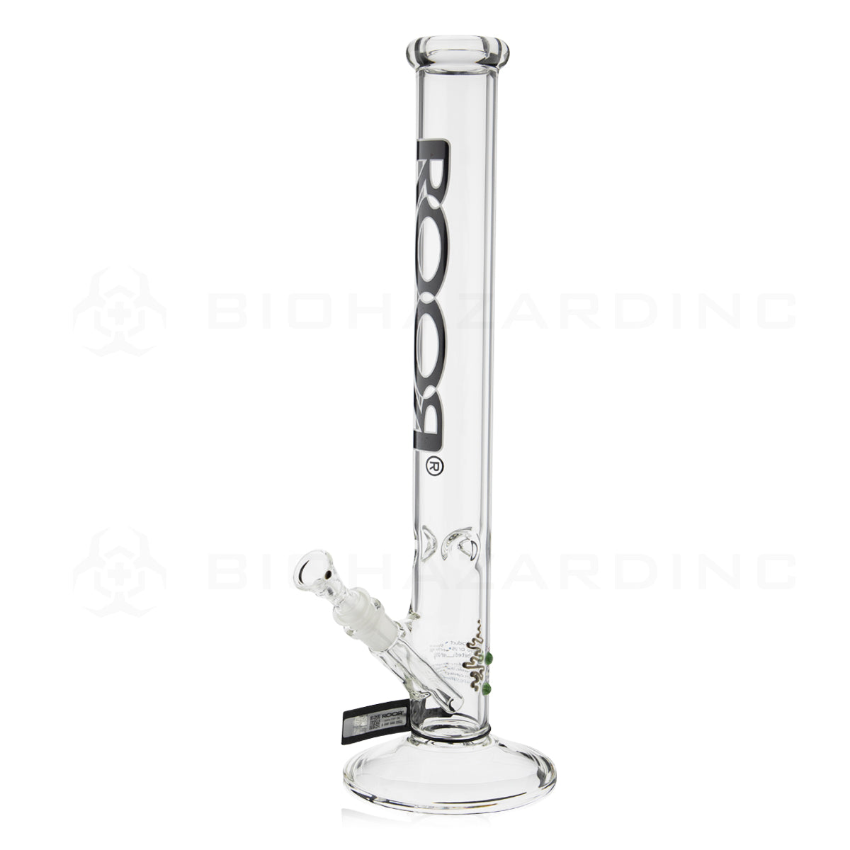 RooR® | Classic Straight Water Pipe | 18" - 14mm - Black/White Logo Glass Bong Roor   