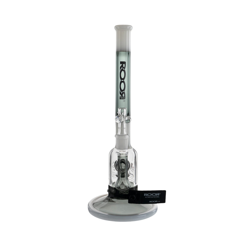 RooR® | TECH Stemless Fixed Slugger Water Pipe | 12" - 14mm - Grey/White w/ Black  Biohazard Inc   