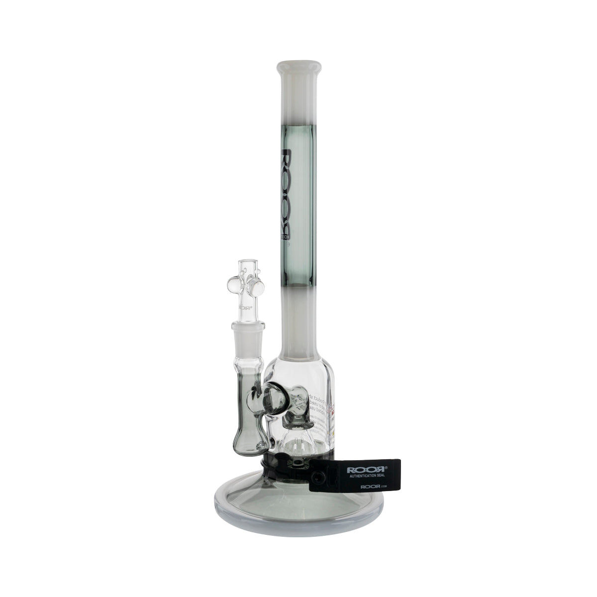 RooR® | TECH Stemless Fixed Slugger Water Pipe | 12" - 14mm - Grey/White w/ Black  Biohazard Inc   