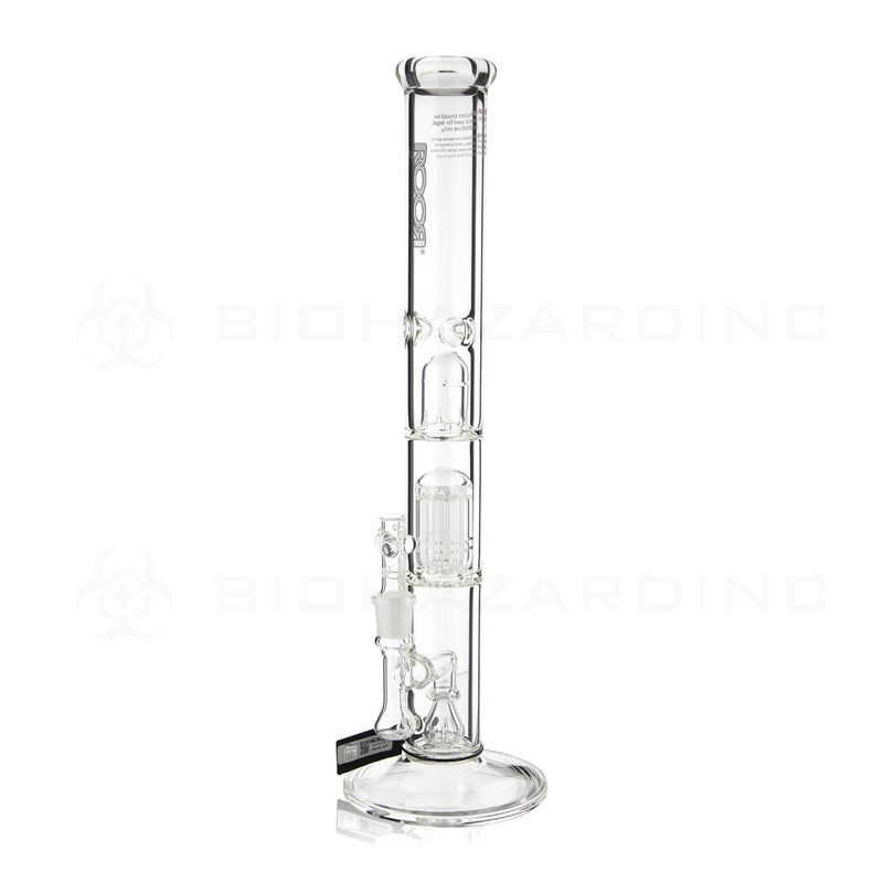 Roor® | Stemless Straight w/ 10-Arm Tree Percolator Water Pipe | 18" - 19mm - Various Colors Glass Bong Roor Black & White Logo  