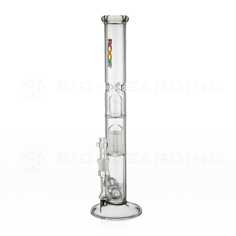 Roor® | Stemless Straight w/ 10-Arm Tree Percolator Water Pipe | 18" - 19mm - Various Colors Glass Bong Roor Rasta Logo  