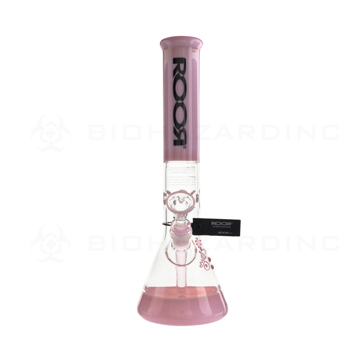 RooR® | Colored Beaker w/ Gridded Downstem | 18" - Glass - Pink Glass Bong Roor   