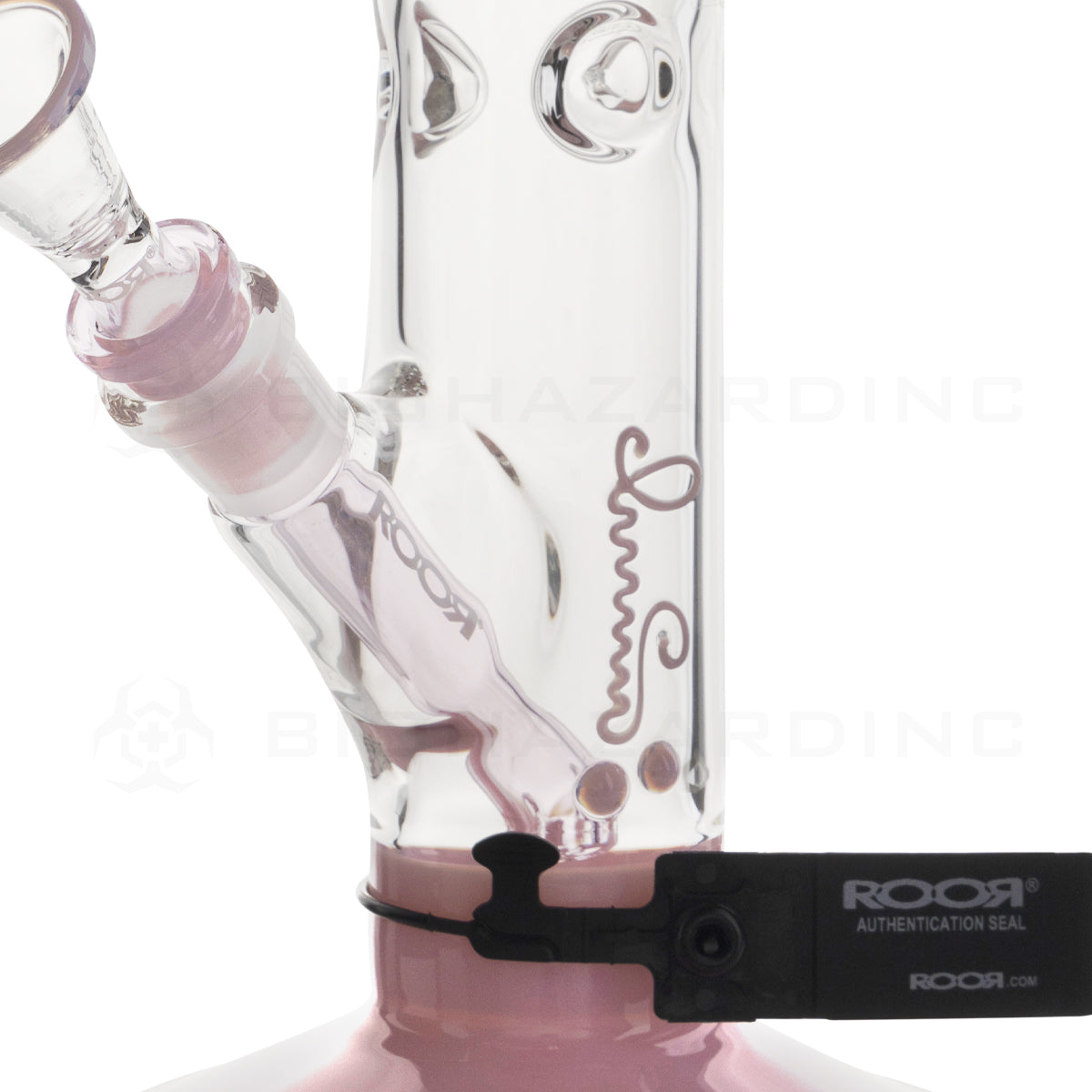 RooR® | Colored Straight w/ Gridded Downstem | 14" - Glass - Pink Glass Bong Roor   