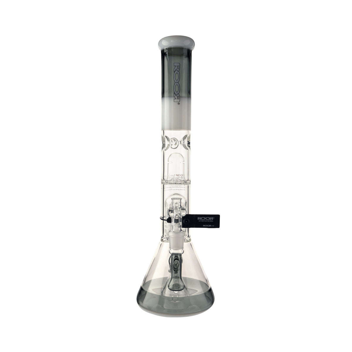 RooR® | TECH 10-Arm Tree Percolator Beaker Water Pipe | 18" - 14mm - Grey/White w/ White/Black  Biohazard Inc   