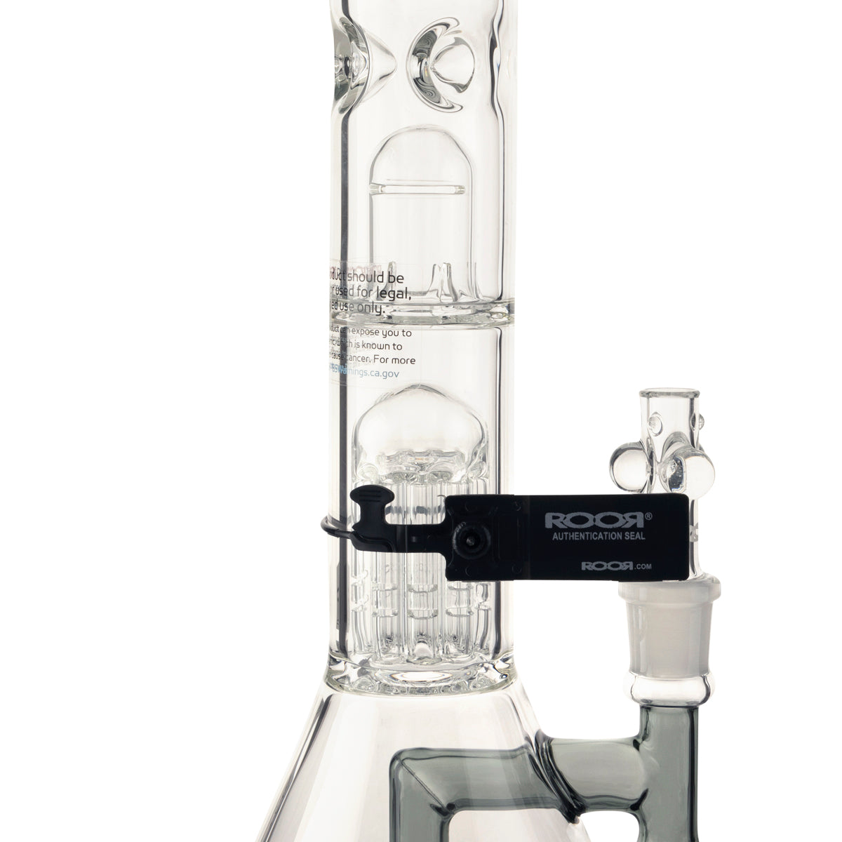 RooR® | TECH 10-Arm Tree Percolator Beaker Water Pipe | 18" - 14mm - Grey/White w/ White/Black  Biohazard Inc   
