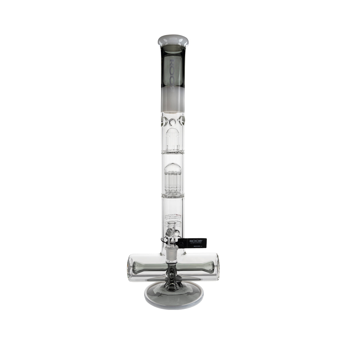 RooR® | TECH Inline Tree Perc Straight Water Pipe | 18" - 19mm - Grey/White White/Black  Biohazard Inc   