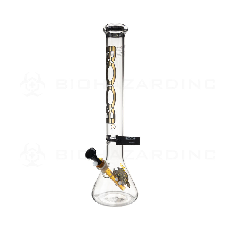 Roor® | Intro Collector Series Beaker Water Pipe w/ Free Item | 18" - 19mm - Various Colors Glass Bong Roor Black & Gold  