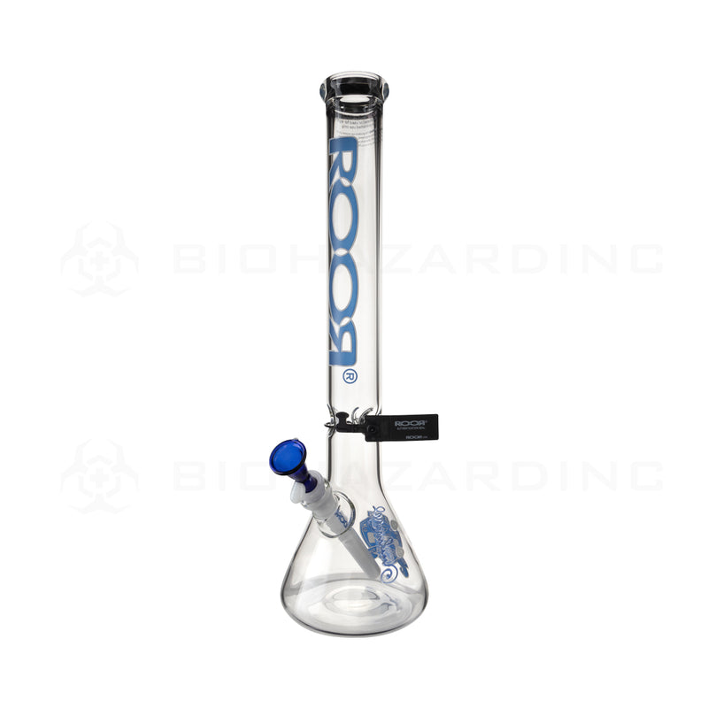 Roor® | Intro Collector Series Beaker Water Pipe w/ Free Item | 18" - 19mm - Various Colors Glass Bong Roor Blue & White  