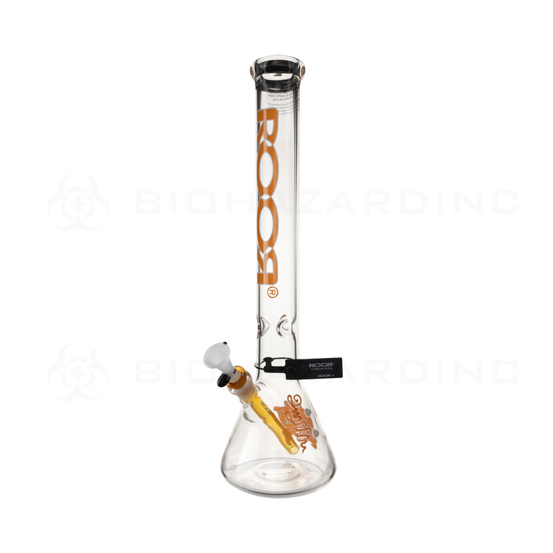 Roor® | Intro Collector Series Beaker Water Pipe w/ Free Item | 18" - 19mm - Various Colors Glass Bong Roor Orange & White  