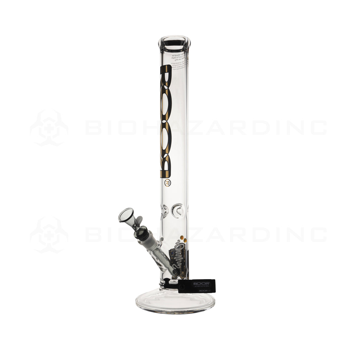 Roor® | Intro Collector Series Straight Water Pipe w/ Free Item | 18" - 14mm - Various Colors Glass Bong Roor Black & Gold  