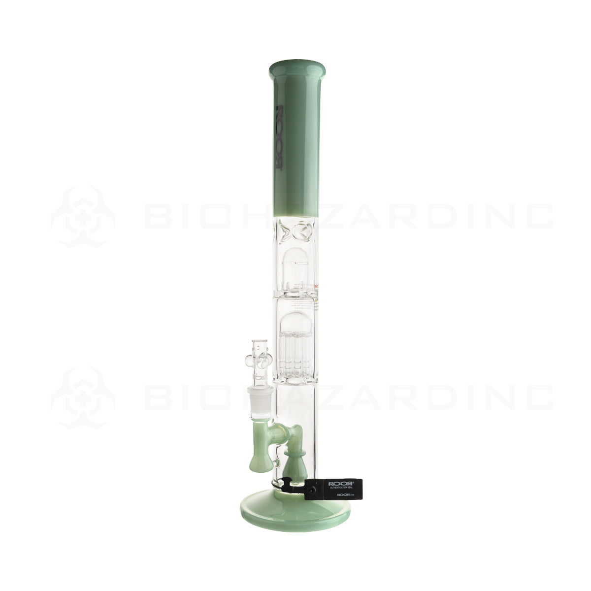 RooR® | TECH Fixed Stemless Straight w/ 10-Arm Tree Percolator | 18" - 19mm - Green Glass Bong Roor   