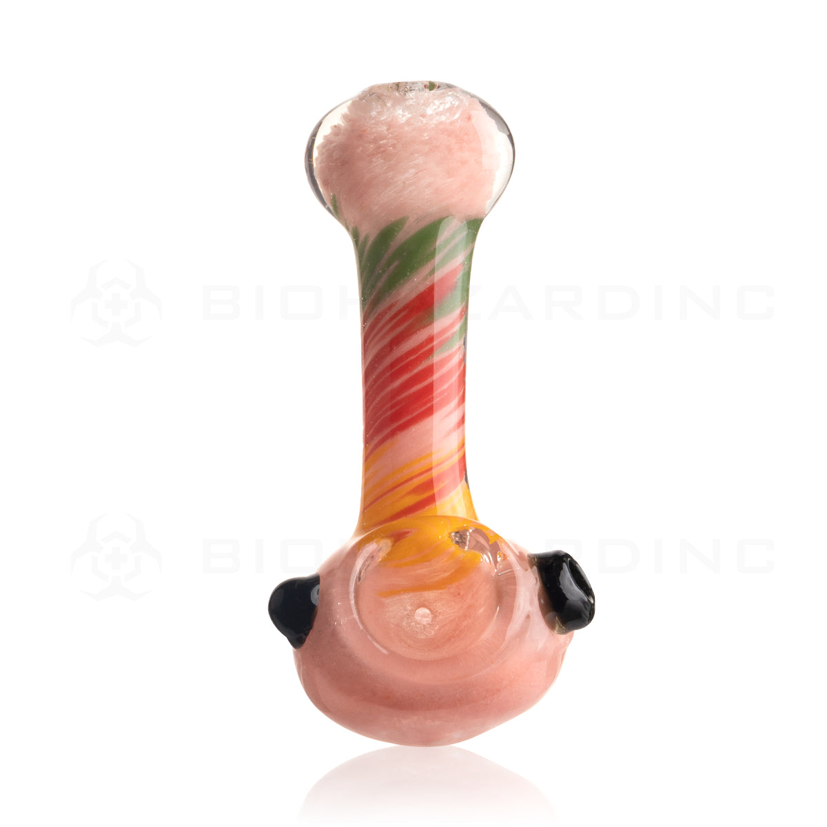 Hand Pipe | Classic Glass Spoon Fritted Hand Pipe w/ Rasta Stripe | 4" - Glass - Assorted Colors Glass Hand Pipe Biohazard Inc   