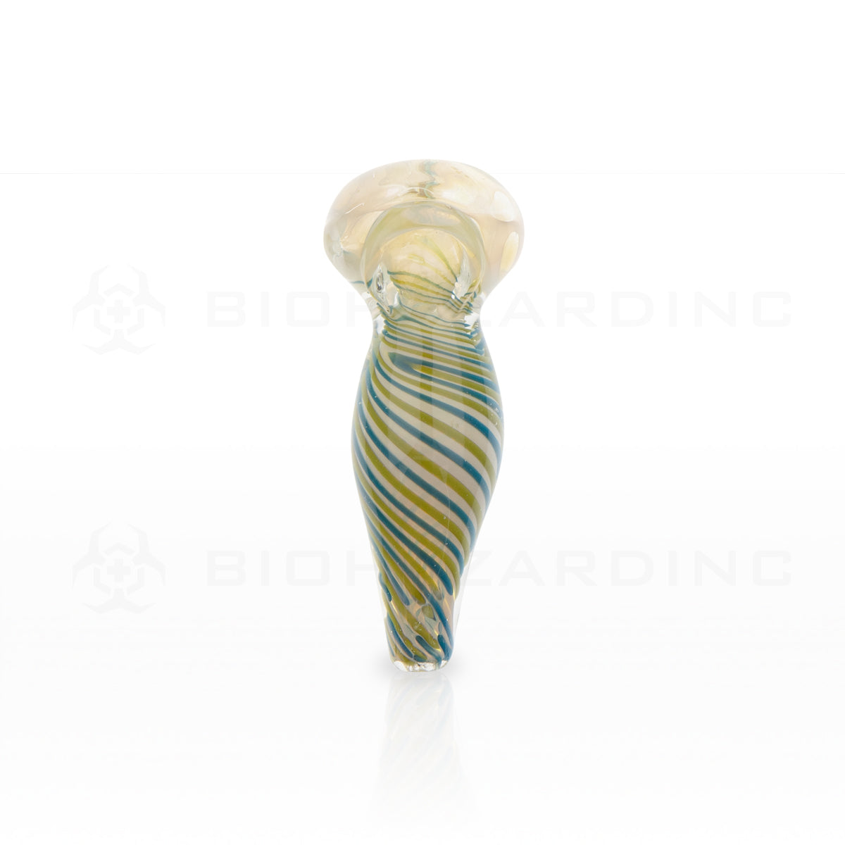 Hand Pipe | Heavy Rod Striped Glass Hand Pipe | 4" - Glass - Assorted Colors  Biohazard Inc   