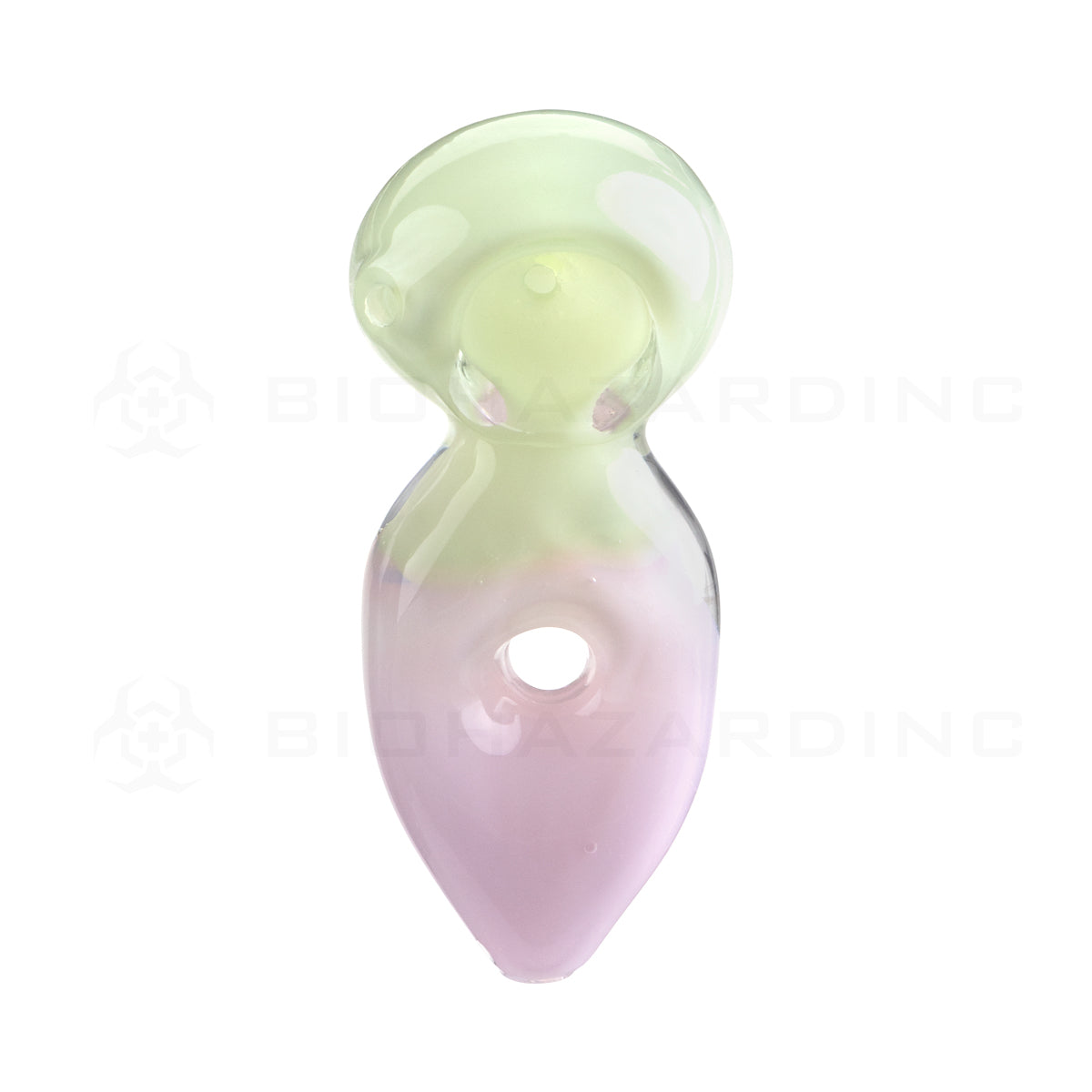 Hand Pipe | Pink & Green Classic Glass Spoon Two Tone Slyme Donut Hand Pipe | 3.5" - Glass  Biohazard Inc   