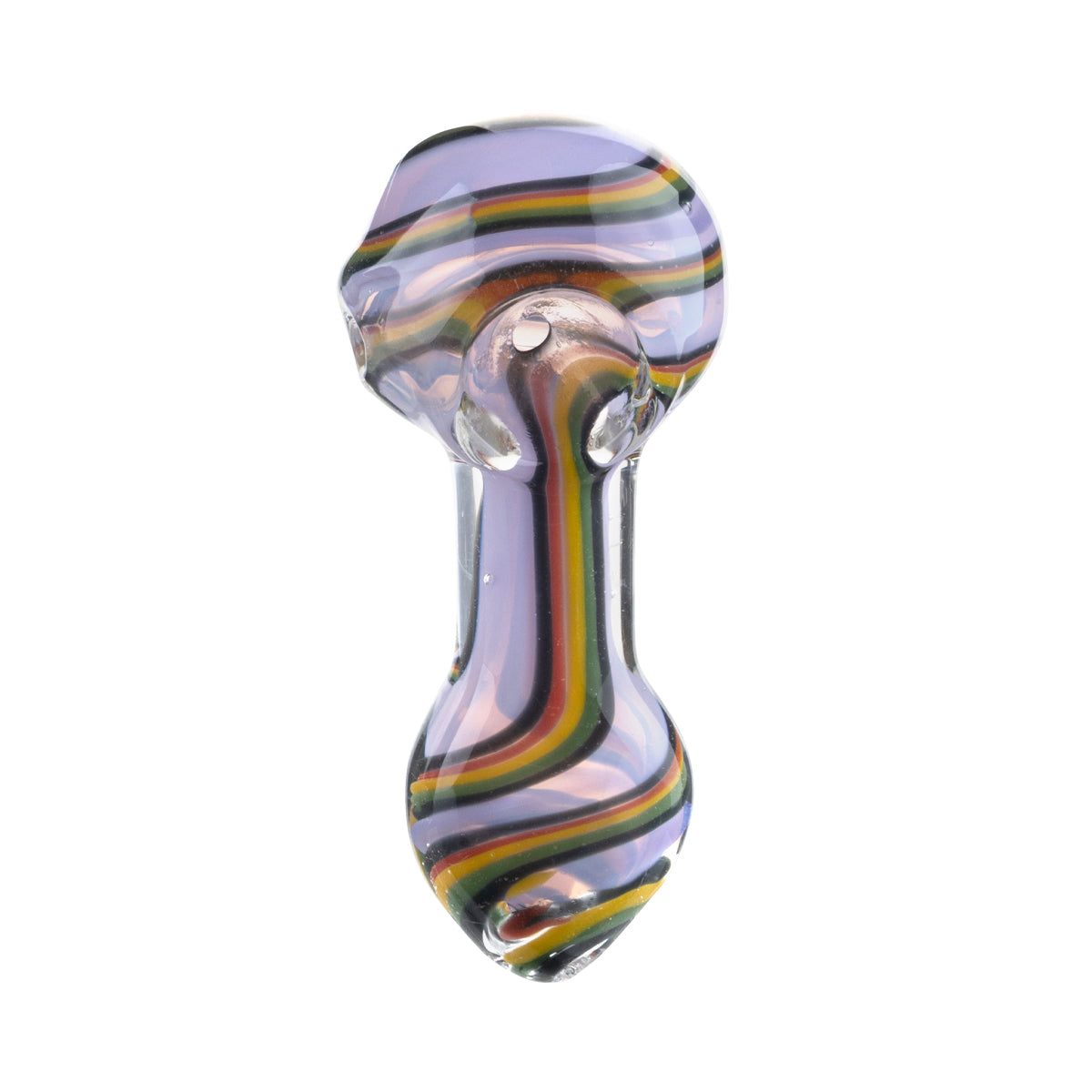 Hand Pipe | Classic Glass Spoon Hand Pipe | 3.5" - Slyme Rasta Swirl - 3 Count Glass Hand Pipe Biohazard Inc   
