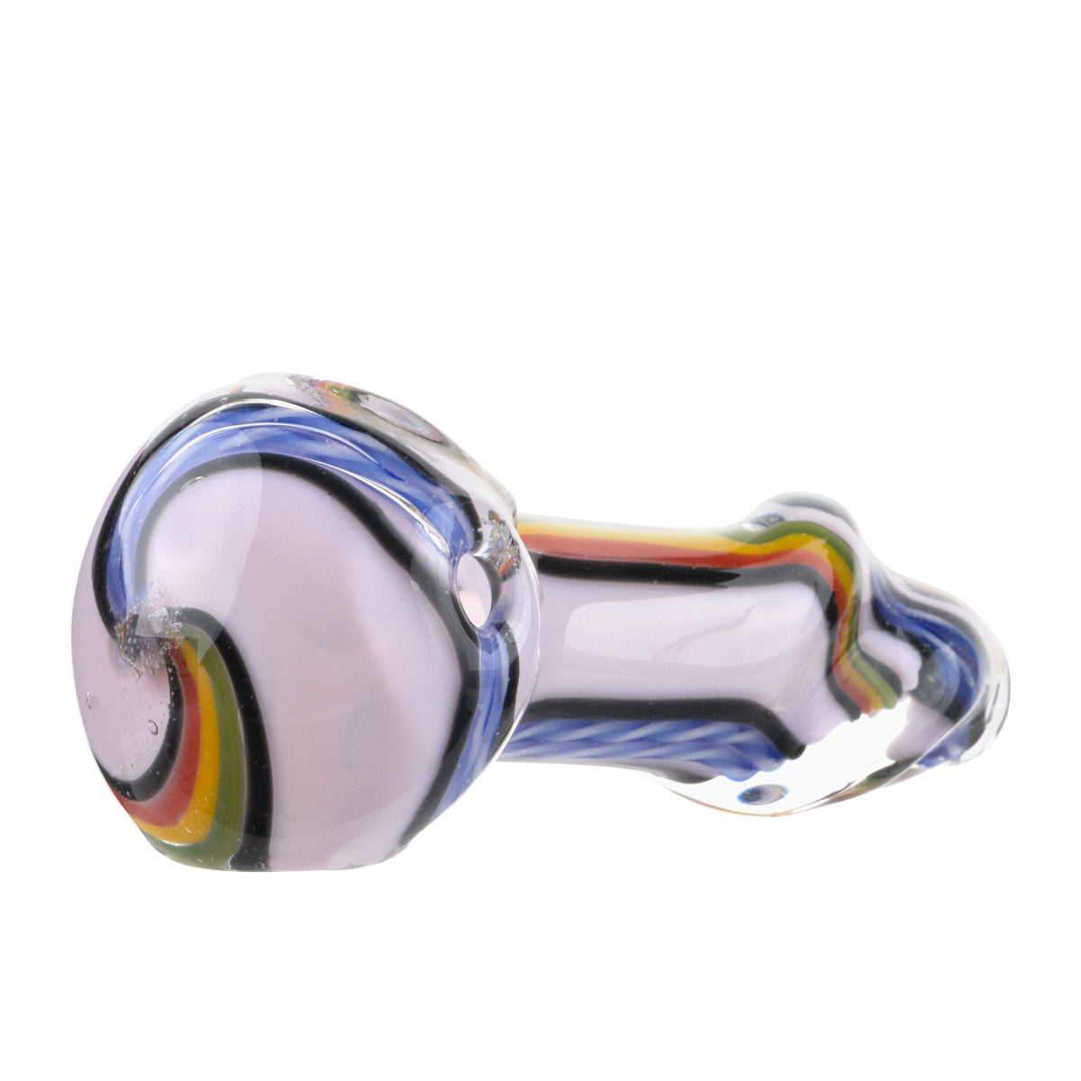 Hand Pipe | Classic Glass Spoon Twisted Slyme Ring Hand Pipe | 3.5"- Glass - 3 Count Glass Hand Pipe Biohazard Inc   