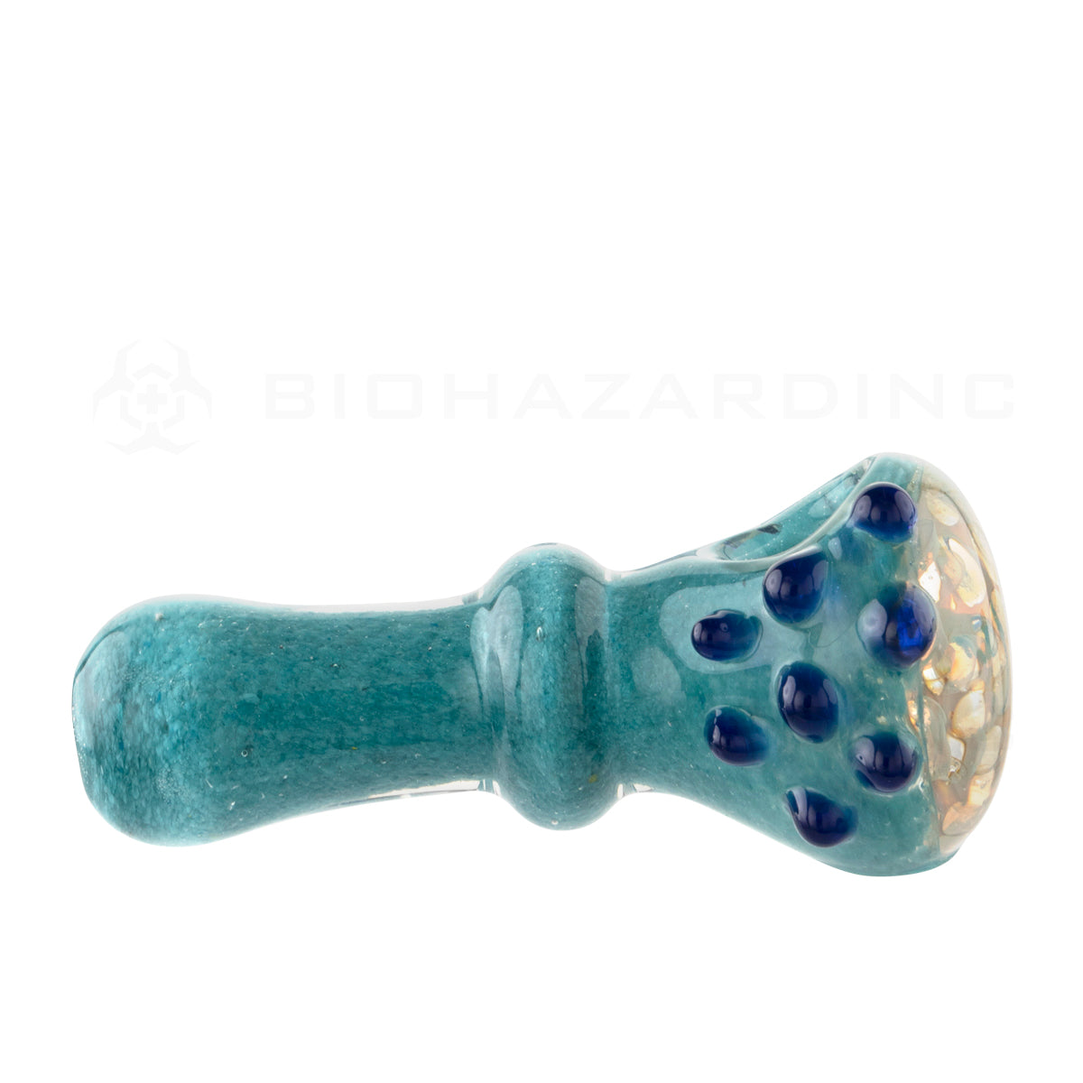 Hand Pipe | Classic Spoon Honeycomb w/ Dots | 3.5" - Glass - Blue  Biohazard Inc   