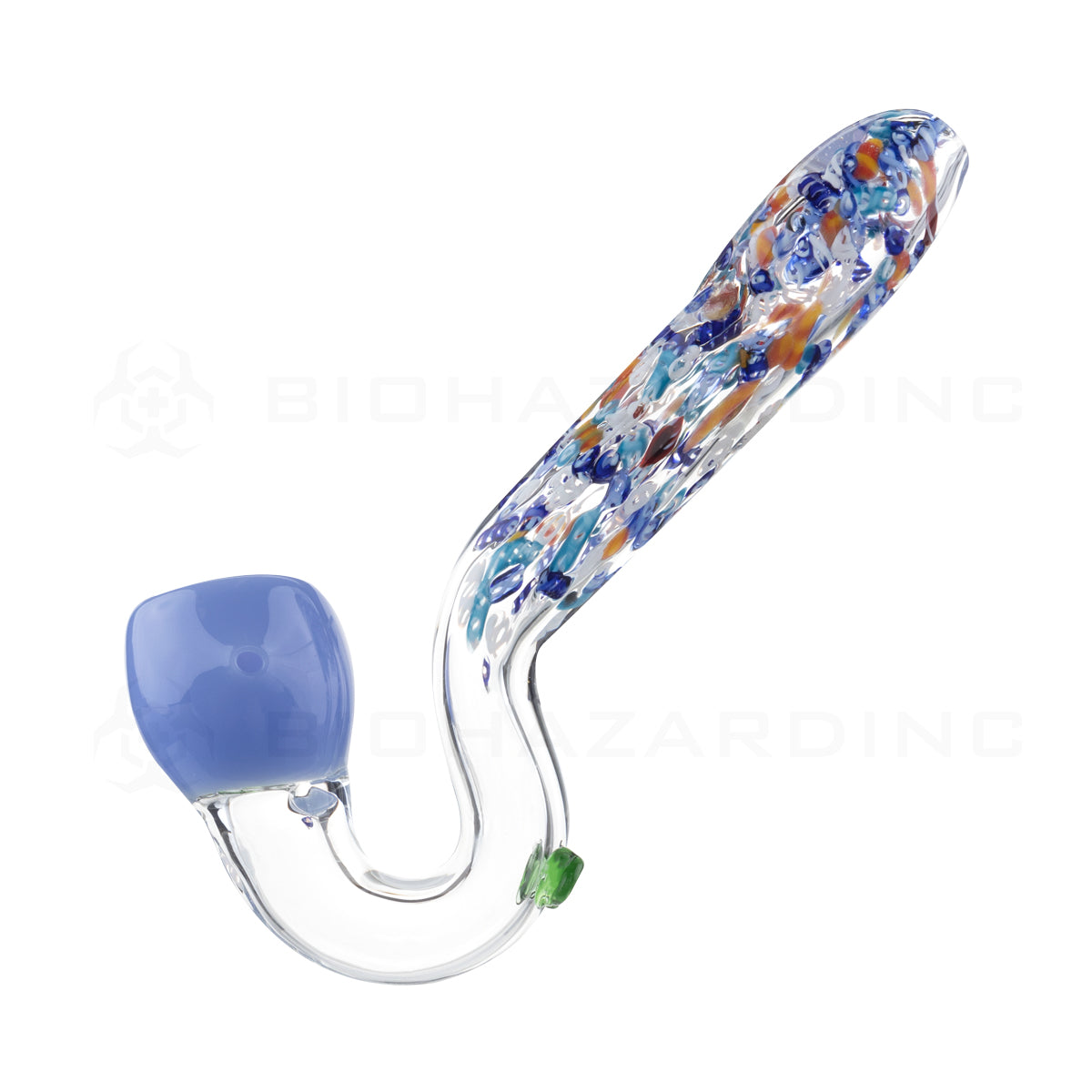 Hand Pipe | Colorful Frittered Long Sherlock | 5.5" - Glass - Assorted Colors  Biohazard Inc   