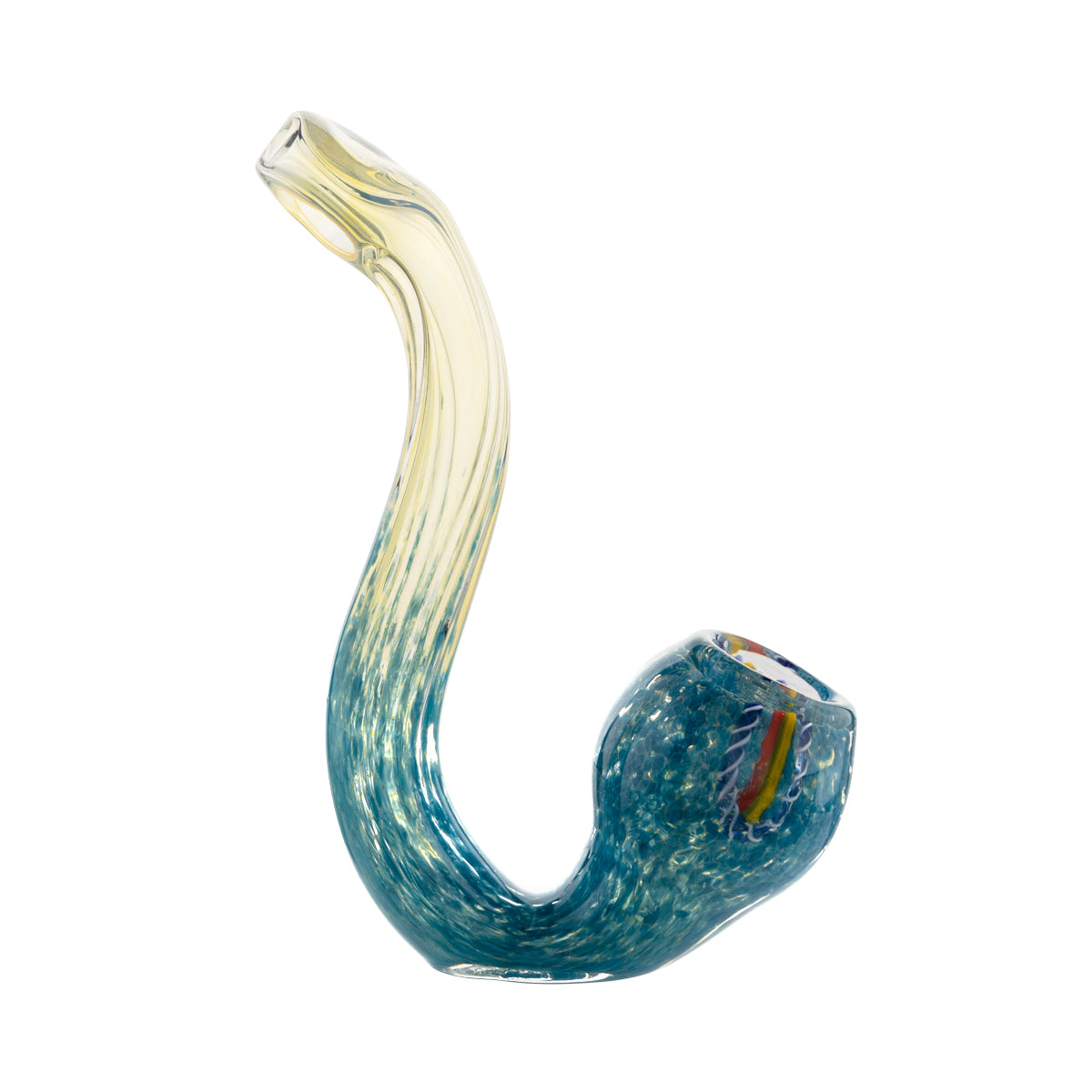 Hand Pipe | Frit Sherlock w/ Rasta Stripe Detailing | 5" | Glass | Various Colors Glass Hand Pipe Biohazard Inc   