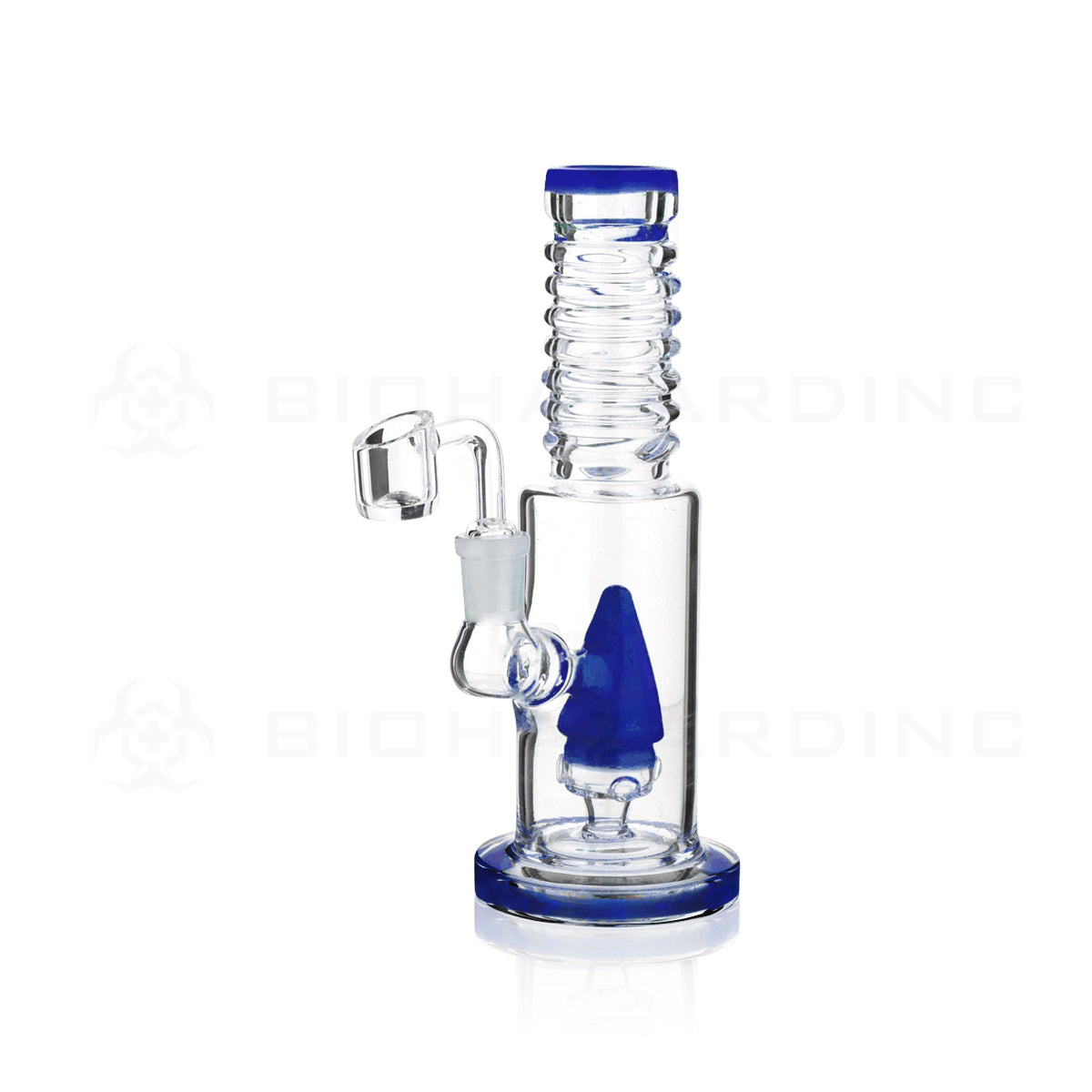 Dab Rig | Cone Percolator w/ Banger | 8" - 14mm - Various Colors Glass Dab Rig Biohazard Inc Cobalt Blue  
