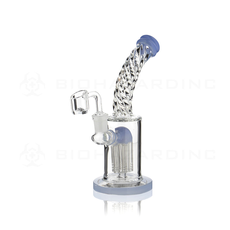 Dab Rig | Twisted Bent Neck 6-Arm Tree Percolator | 8" - 14mm - Various Colors Glass Dab Rig Biohazard Inc Slyme Blue  
