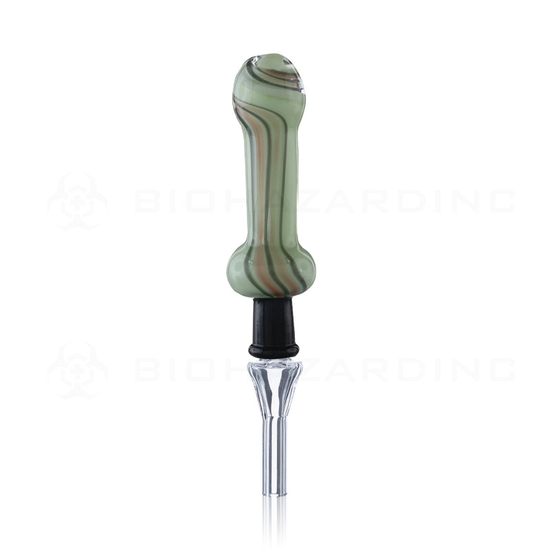 Nectar Collector | Pocket Glass Hand Straw w/ Quartz Tip | 4" - 10mm - Various Colors Nectar Collector Biohazard Inc Twisted Lime Mix  