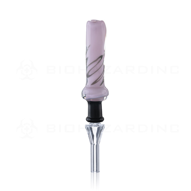 Nectar Collector | Pocket Glass Hand Straw w/ Quartz Tip | 4" - 10mm - Various Colors Nectar Collector Biohazard Inc Mix Zig-Zag  
