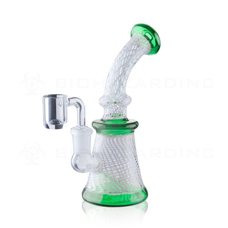 Dab Rig | Artistic Net Patterns | 7.5" - 14mm - Various Colors Glass Dab Rig Biohazard Inc Green  
