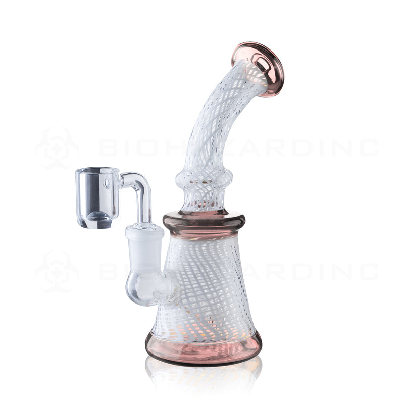 Dab Rig | Artistic Net Patterns | 7.5" - 14mm - Various Colors Glass Dab Rig Biohazard Inc Pink  