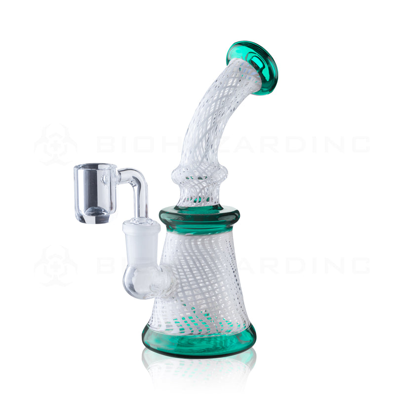 Dab Rig | Artistic Net Patterns | 7.5" - 14mm - Various Colors Glass Dab Rig Biohazard Inc Teal  