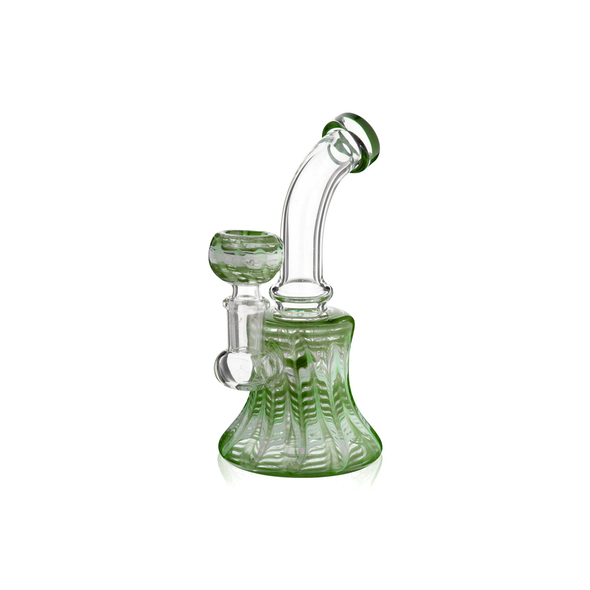 Wrap & Rake | Bent Neck Bell Bottom Water Pipe | 6" - 14mm - Various Colors Glass Dab Rig Biohazard Inc Green  